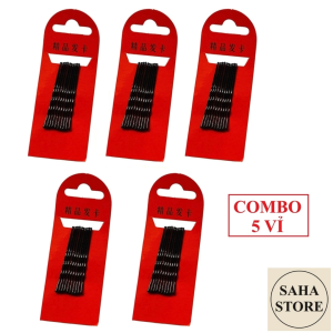 Vỉ 10 kẹp tăm tạo kiểu tóc SAHA600 cây ghim cài mái đen kim loại gim cứng chữ y lượn sóng hàn quốc đơn giản an toàn