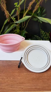 PE-1400 ชามอาหารสัตว์เลี้ยงซิลิโคนแบบนิ่มพับได้ พกพา หมา แมว​ สุนัข ทนต่ออุณหภูมิสูง พร้อมส่ง💓