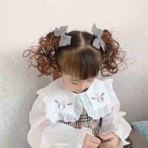 Girls Fashion Bow wig Hairpin Braid curly Full hair set Cute Princess hairpin accessories