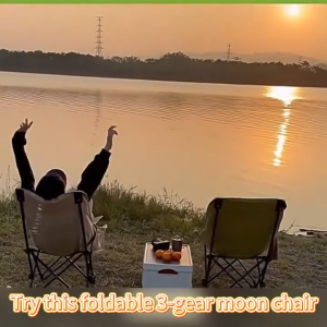 Portable folding chair for outdoor use adjustable suitable for camping can be used as a sitting or reclining chair with leg rest moon chair lounge chair