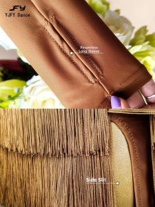 YJFY Dance | Autumn and Winter Latin Dance Suit with Fringe Skirt Long Sleeve