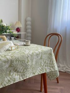 YASHLIE Cotton Linen Tablecloth  Print Plant Leaf Picnic Mat Country Style Dining Table Cloth Home Decor Tablecloth