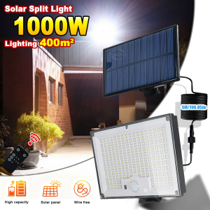 1000W Ultra Powerful Solar Split Lamp High Efficiency Motion Sensor Security Light Separable Panel Wall Lamp With 5M Wire Garden