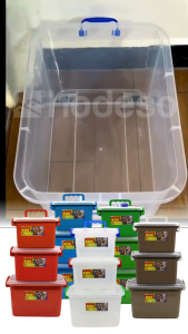 Hodeso Plastic Storage Box Organizer with Lid and Handle Multi-Size Container Organizer for Home Clothes & Medicine