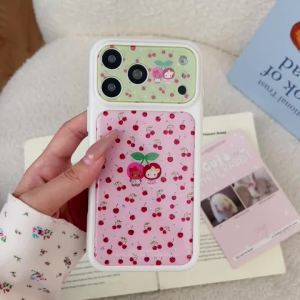 Sanrio | Pink Full Screen Cherry KT Phone Case for iPhone 17 Pro Max 16 Pro 15 Pro Max Luxury High-end Shockproof Protective Back Cover