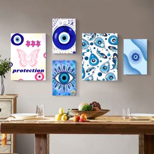 Abstract Evil Eye Turkish Poster Whitepaper Poster Vintage Sticky Posters Retro Kraft Paper Sticker Art Wall Painting