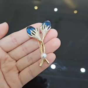 Elfindo-211 Bros Hijab Motif Crystal Flower Rose Desain Unik Aksesoris Wanita Kekinian