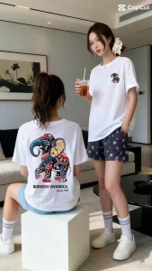 LC.TRADING เสื้อยืดสไตล์ลายช้างไทย เสื้อยืดเเต่งแขนสั้น คอกลม ใส่ได้ทั้งผู้ชายและผู้หญิง ไม่ร้อนใส่ได้ทุกฤดูกาล B0001CB