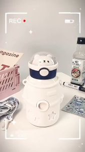 Space Odyssey 500ml Thermos Cup With Straw Kids Bottle Thermal Flasks Stainless Steel Vacuum Flask Botol Air Budak 水壶