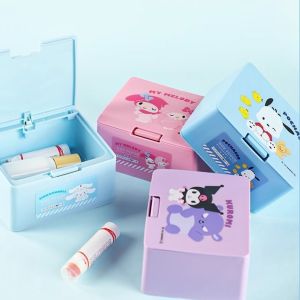Sanrio Melody Cotton Swab Box Press Cap Storage Organizer Hairpin Junk Box Household Storage Tools Easy to Use And Compact