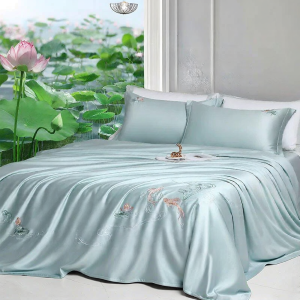 FUANNA (富安娜) | Cool & Soft Tencel Lyocell Sheet Set with Flower Embroidery