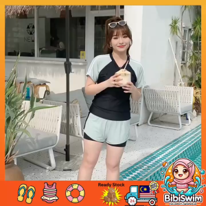 BIBISWIM Swimming Suit For Women Swimwear Short Sleeve Two Piece Big Size Swimsuit Muslim 泳衣 女