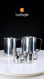 Bình Tạo Bọt Sữa Bằng Thép Không Gỉ Leeseph Có Vòi Chống Nhỏ Giọt Dành Cho Latte Art Cappuccino Espresso Barista & Sử Dụng Tại Nhà