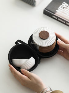 Portable Ceramic Tea Set Simple Outdoor Travel Office Kung Fu Tea Pot with Two Cups Easy to Carry Tea Kit for Traveling