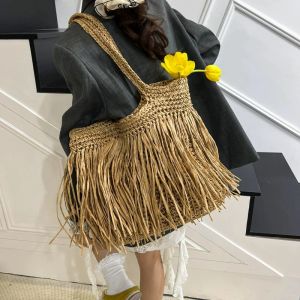 Summer Big Straw Handbag Trendy Shoulder Bag Women Designer Woven Bag Casual Seaside Beach Bag Lady Underarm Shopping Tote