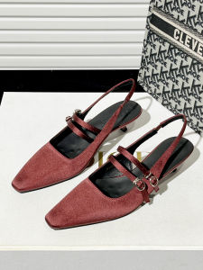 French Elegant Thick Heel Single Shoes Womens New 2025 Black Soft Leather Commute Buckle Flat Head High Heel Shoes