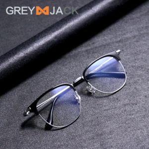 Grey Jack Kacamata Antiradiasi Blueray Model Kotak Half Frame Ringan Bahan Titanium Fashion Pria Wanita Bisa Minus 3227