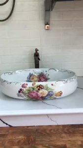 CHẬU RỬA MẶT HOA HỒNG LAVABO DƯƠNG BÀN GRL 065A