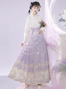 New Chinese Style Matron-of-Honor Outfit Set Cross Collar Airplane Sleeve Revamped Hanfu Semi-skirt Women Two-piece Set
