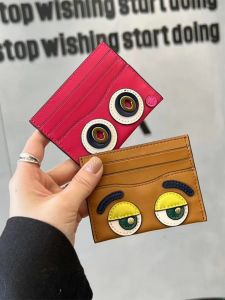 2023 New Ultra-Thin Genuine Leather One-Piece Credit Card Holder Womens Cartoon Personality Coin Purse ID Case Leather Wallet