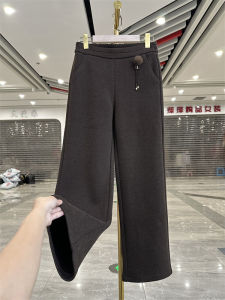 Quần Ống Rộng Cạp Cao Thời Trang Cho Phụ Nữ Trung Niên Mùa Thu Đông Phong Cách Hàn Quốc Quần Ống Đứng Rộng Rãi Thoải Mái