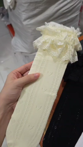 2434 Kaos Kaki Stocking Wanita Kaos Kaki Lolita Renda Cosplay Vintage Lace Women Socks Stoking Tinggi Panjang JK Style