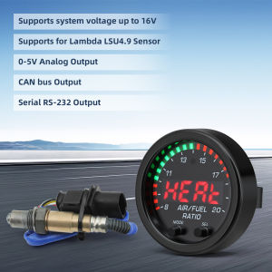 RYSJM | LED Digital Wide-band Gauge Air Fuel Ratio Gauge Kit for 30-0300 X-Series LSU 4.9 0258017025 Wideband O2 Oxygen Sensor 12V