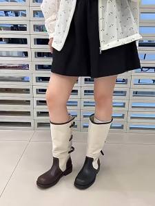 Three Buckle Casual Folded Womens Riding Boots