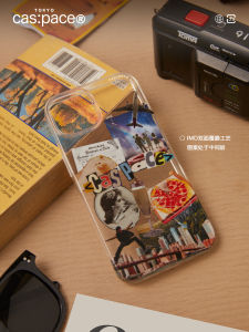 Retro Style Pasted Nostalgia Transparent Glossy iPhone Case Original Design Shockproof Protective Cover for Apple 15 14 pro Max 13