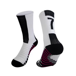 1 pair of mens professional football socks non-slip training game socks with towel bottom numbered mid-knee sports socks