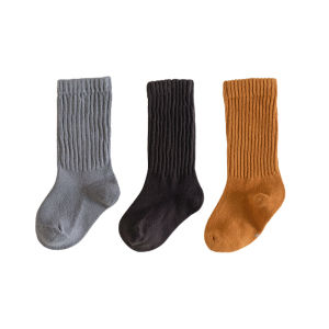 ถุงเท้าเด็กผ้าฝ้ายแท้ครึ่งแข้งสไตล์เกาหลีฤดูใบไม้ผลิและฤดูใบไม้ร่วงสำหรับเด็กชายและเด็กหญิง สีพื้น ถุงเท้าเด็กทารกแบบสวมสบาย