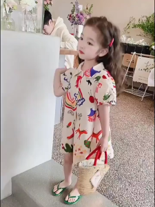 PRINCESS KESLI 1-9 Years Girls Dress Baju Budak Perempuan Floral Printing Gaun Anak Perempuan Outfits Dress For Kids Girls