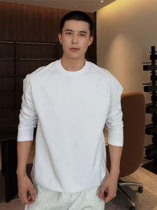 เสื้อยืดคอกลมแขนยาวผ้าฝ้ายแท้สำหรับผู้ชาย Cleanfit American High Street ฤดูใบไม้ร่วง 2025 ฤดูใบไม้ผลิ ฤดูร้อน ฤดูหนาว