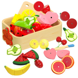 Wooden Magnetic Fruit Vegetable Dessert Food Cutting Montessori Toys Simulation Kitchen Kids Educational Playset Birthday Gifts