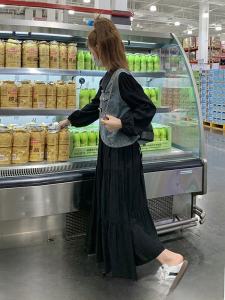 Casual Denim Vest Long Sleeve Dress Set Women Early Autumn 2025 New High-End Feeling Long Dress Two-Piece Set Korean Style A-Line Skirt