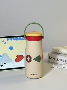 Large Capacity Thermal Cup Ceramic Inner Lid Straw Handheld Water Bottle Student High Aesthetic Value New 2025 Insulated Mug