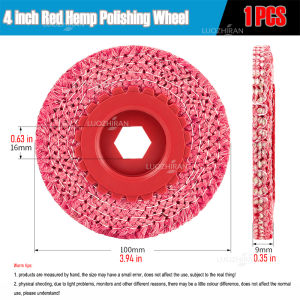 Red Hemp Polishing Wheel Angle Grinder 100mm Grinding Disc for Stainless Steel Iron Aluminum Deburring Metal Rust Removal