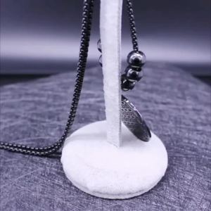 2026 Flower of Life Stainless Steel Mandala Metatron Necklaces Sacred Geometry Long Black Bead Necklace Jewerly Flor De La Vida