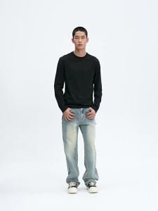 CHINISM | Mens Long Sleeve Base T-Shirt for Spring and Autumn Soft & Smooth White