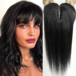 Mái Tóc Giả Nối Đỉnh Đầu Bằng Tóc Người Auburn 14 Inch Chất Liệu Lụa 100% Tóc Remy Kẹp Cài Dành Cho Nữ Da Đầu Mỏng Tóc Thẳng Màu Nâu