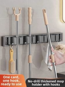 Self-Adhesive Wall-Mounted Mop Hanger Strong Adhesive
