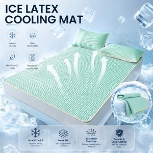 Latex Breathable Cooling Mattress Pad Breathable Ice Silk Skin Friendly Comfortable Summer Sleeping Mat With Elastic Band