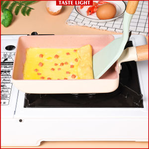 Square Japanese Omelette Pan Square Skillet Wheat Pink Beige Grey Breakfast Pan Non Stick Rectangular Omelette Pan Wooden Zelkova Handle For Omelette Steak Eggs Kitchen Cookware Induction Cooker Gas Cooker Electric Ceramic Hob General Use