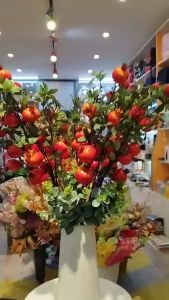 Cành Lựu Giả trang trí nhà cửa Size đại Cành gồm 7 quả hàng loại 1 nhập khẩu Hoa giả trang trí nhà cửa sang trọng may mắn tài lộc Trùm Sỉ Gia Thành