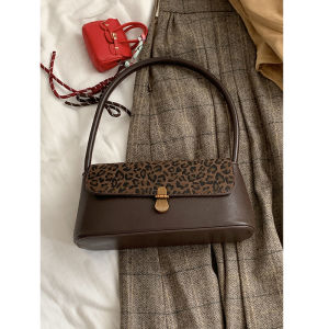 Retro Minority Baguette Bag Female 2024 New Arrival Tide Fashion South Korea Leopard Print Underarm Bag Shoulder Satchel Commuter Bag
