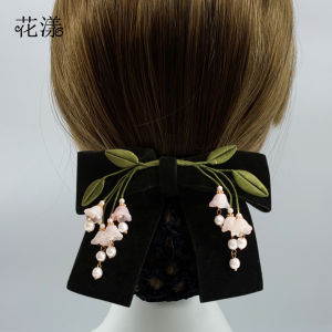 High-End Nurse Style Hair Accessories Womens Professional Hairnet Bank Air Stewardess Updo Tool Butterfly Knot Hair Clip