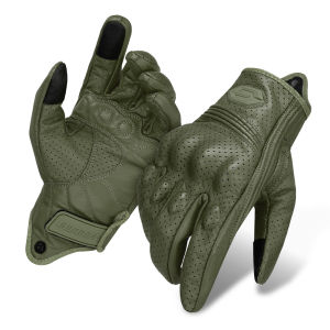 New Retro Motorcycle Riding Gloves Genuine Leather Breathable Gloves For Men and Women All-Season Comfort Fit Scooter Gloves