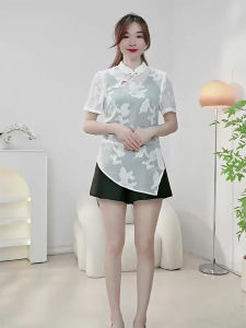 Summer Womens Mid-Length Short-Sleeve Stand Collar Top Commute Style Comfortable Fit T-Shirt Other Fabric Regular Sleeve