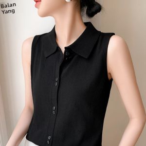 BALANYANG | Áo Knit Dạng POLO Không Tay cho Nữ