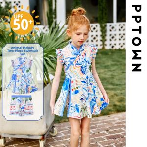 PPTOWN | UV Protection Chinese Style Childrens Swimwear